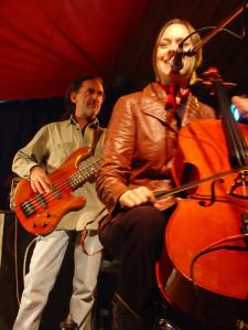Zippy on cello, Rick on bass. Robson Valley Music Festival August 2008, our last show together as the original lineup.